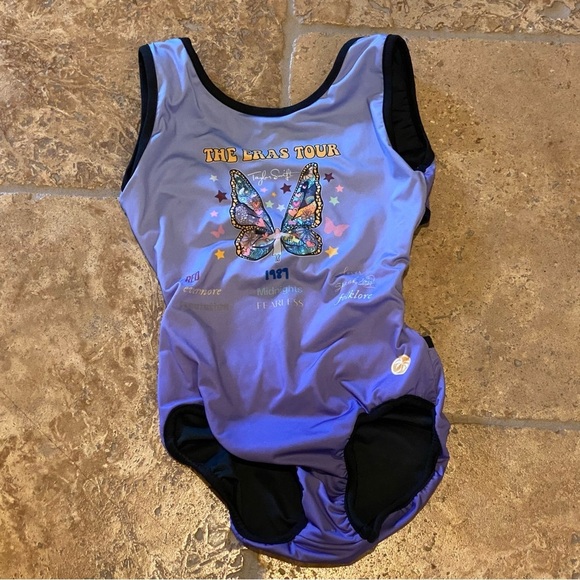 TAYLOR SWIFT Purple Black Reversible The Era Tour Graphic Leotard Swimsuit -XS - Picture 1 of 9